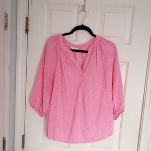 Crown & Ivy Pink Blouse with White Accents